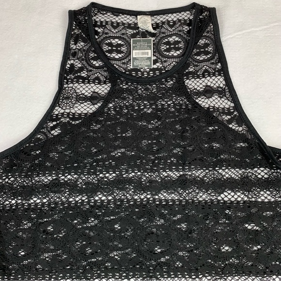 West Loop Black Lace Stretch Beach Swimsuit Cover-Up Womens Comfort Fit L/XL NWT - Picture 2 of 8